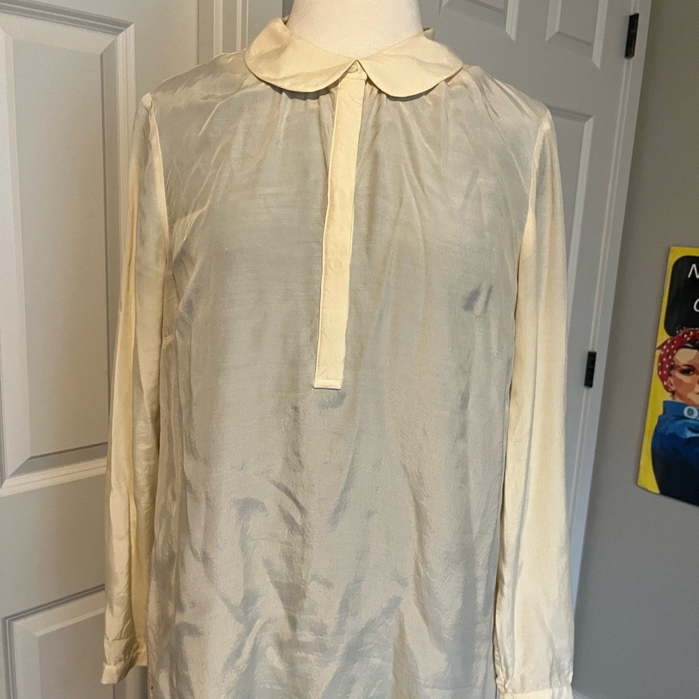 Boden Peter Pan Collar Long Sleeve Sheer Blouse
